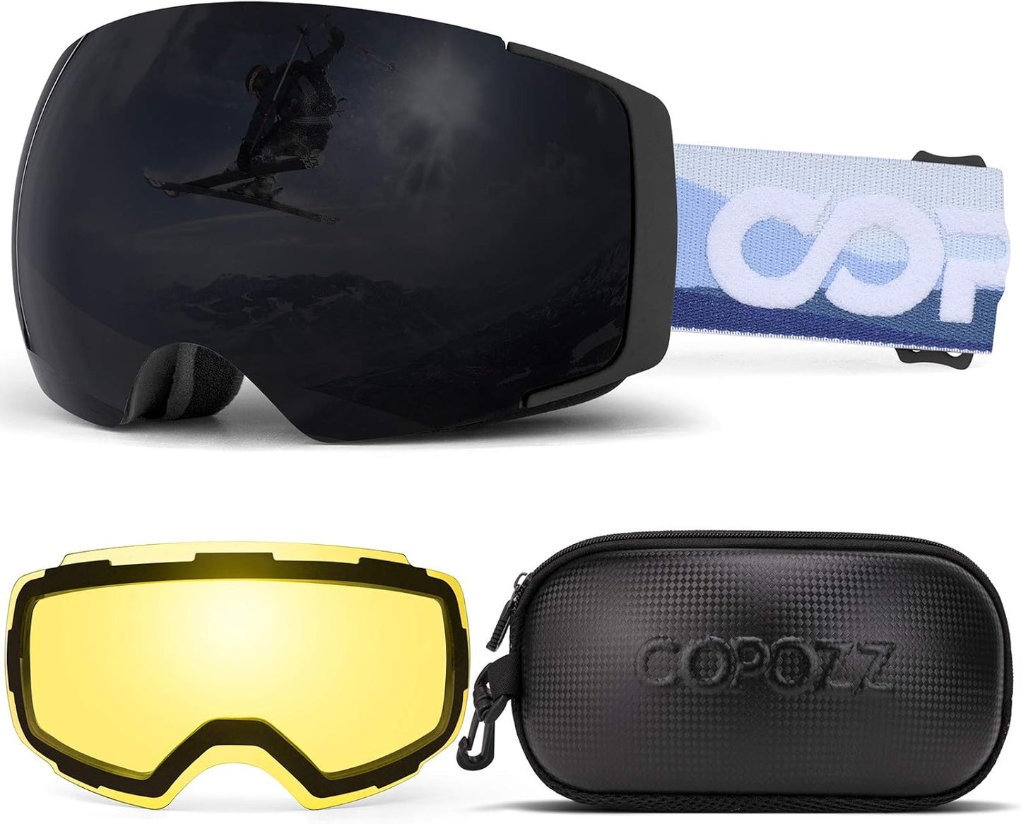 COPOZZ Magnetic Lens Ski Goggles - Anti-Fog Snowboard Gear