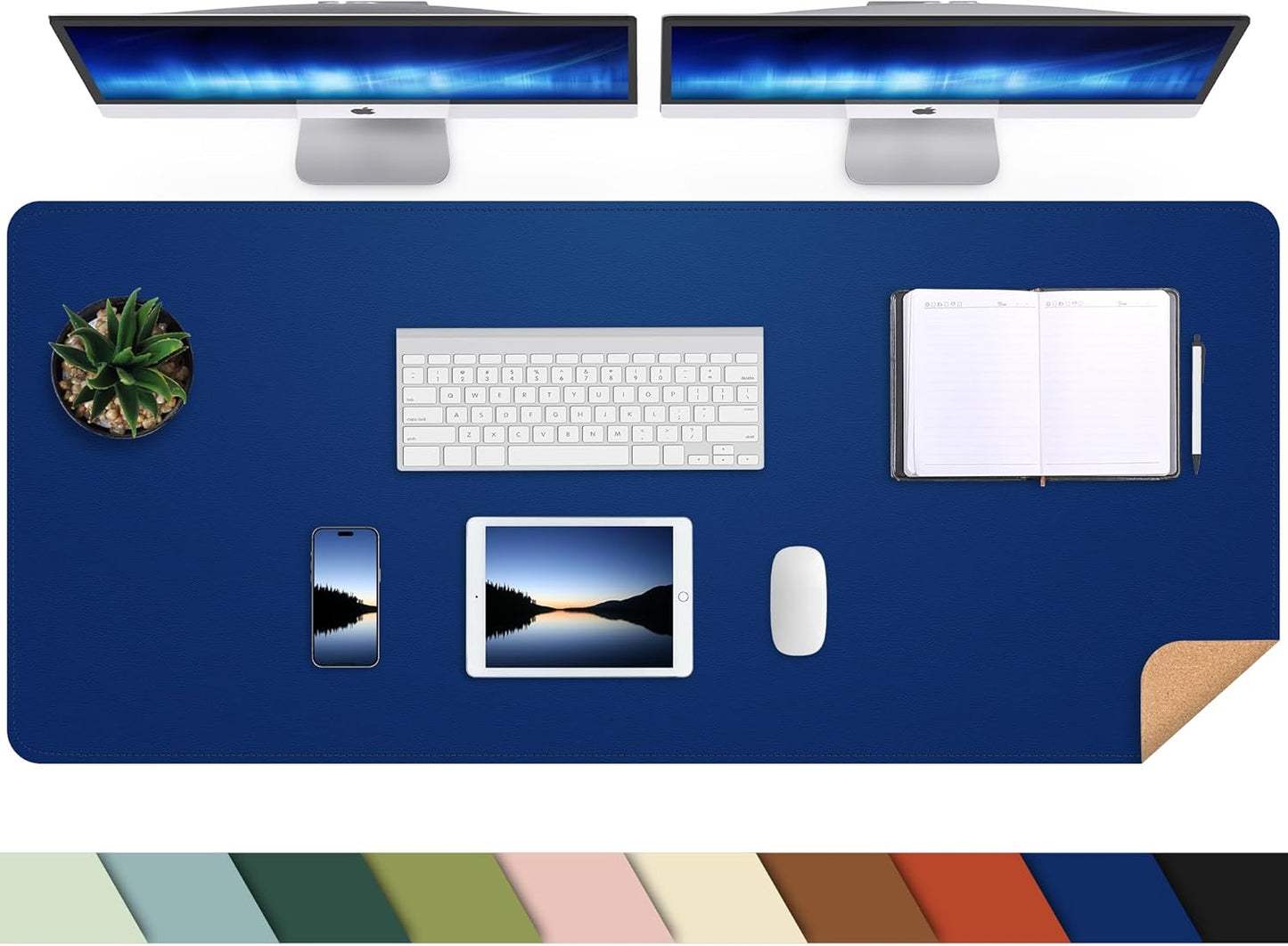 Leather Desk Pad Protector with Natural Cork & PU Leather Design