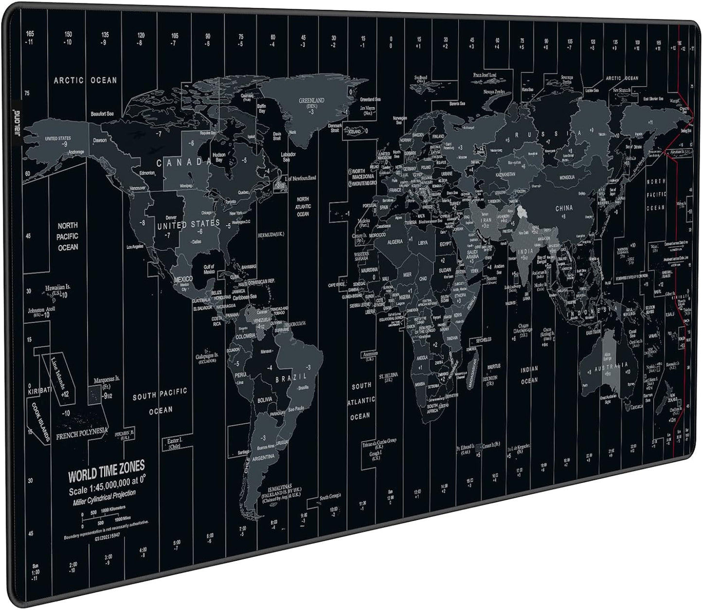 JIALONG Extended Gaming Mouse Pad - Black World Map Design - 35.4 x 15.7