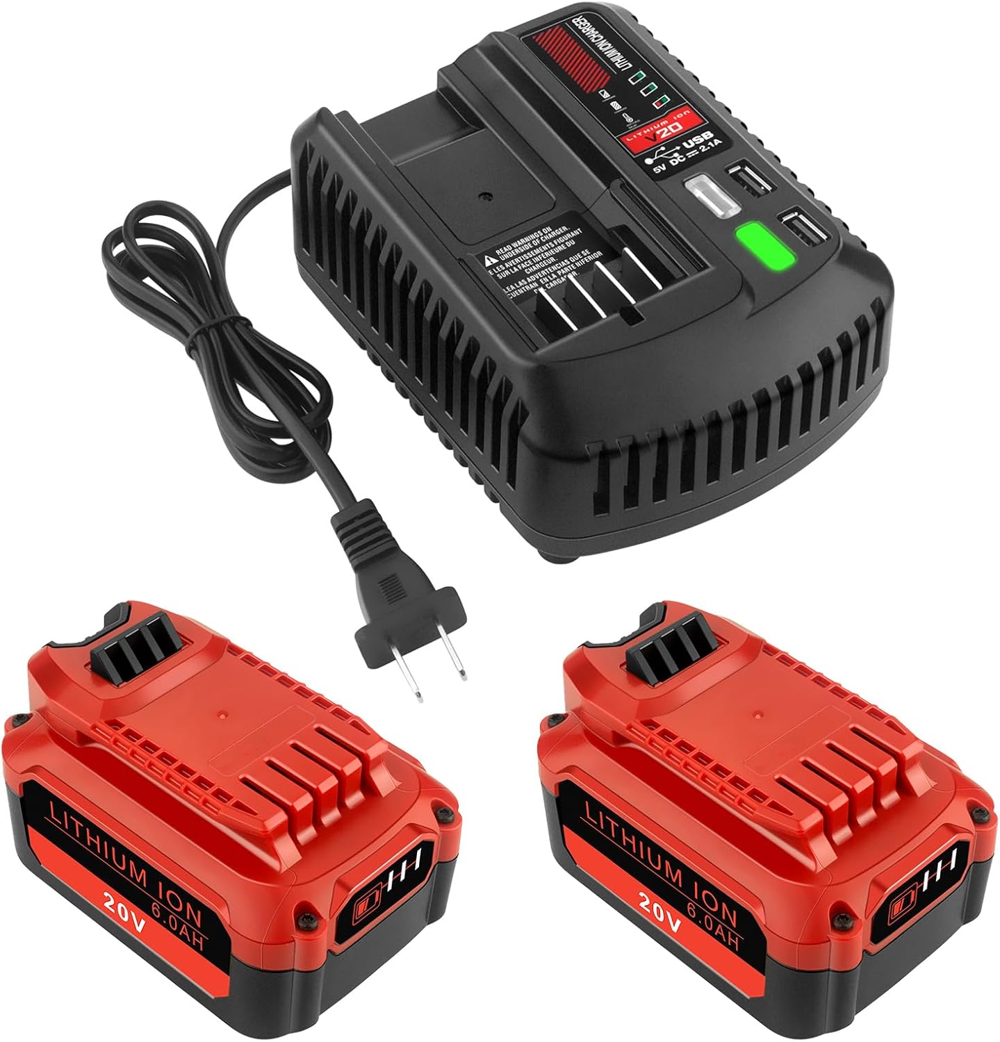 2Pack 20V 6.0Ah V20 Lithium Ion Batteries for Craftsman Tools