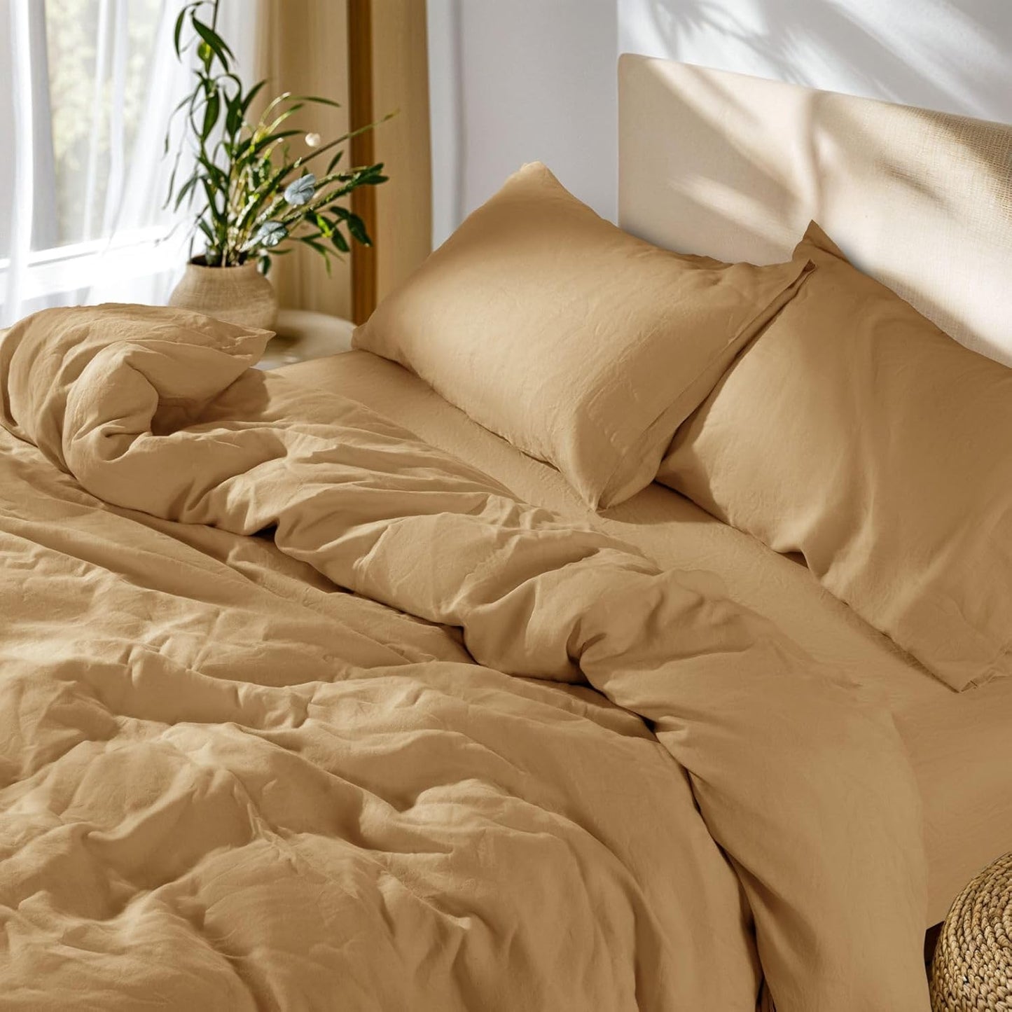 100% French Linen Duvet Cover Set for Queen Size Beds