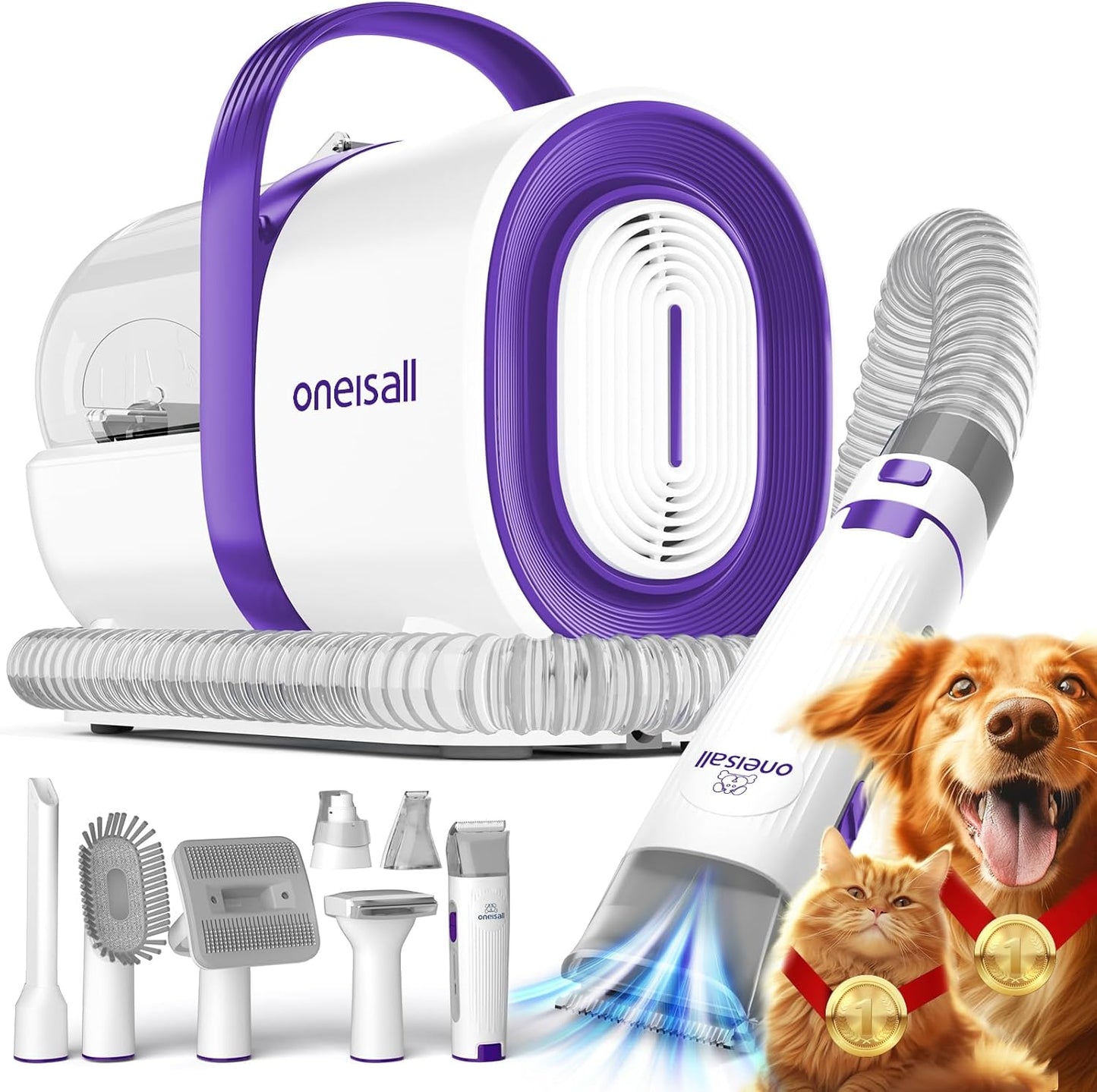 oneisall Dog Grooming Vacuum with Clipper and Nail Grinder