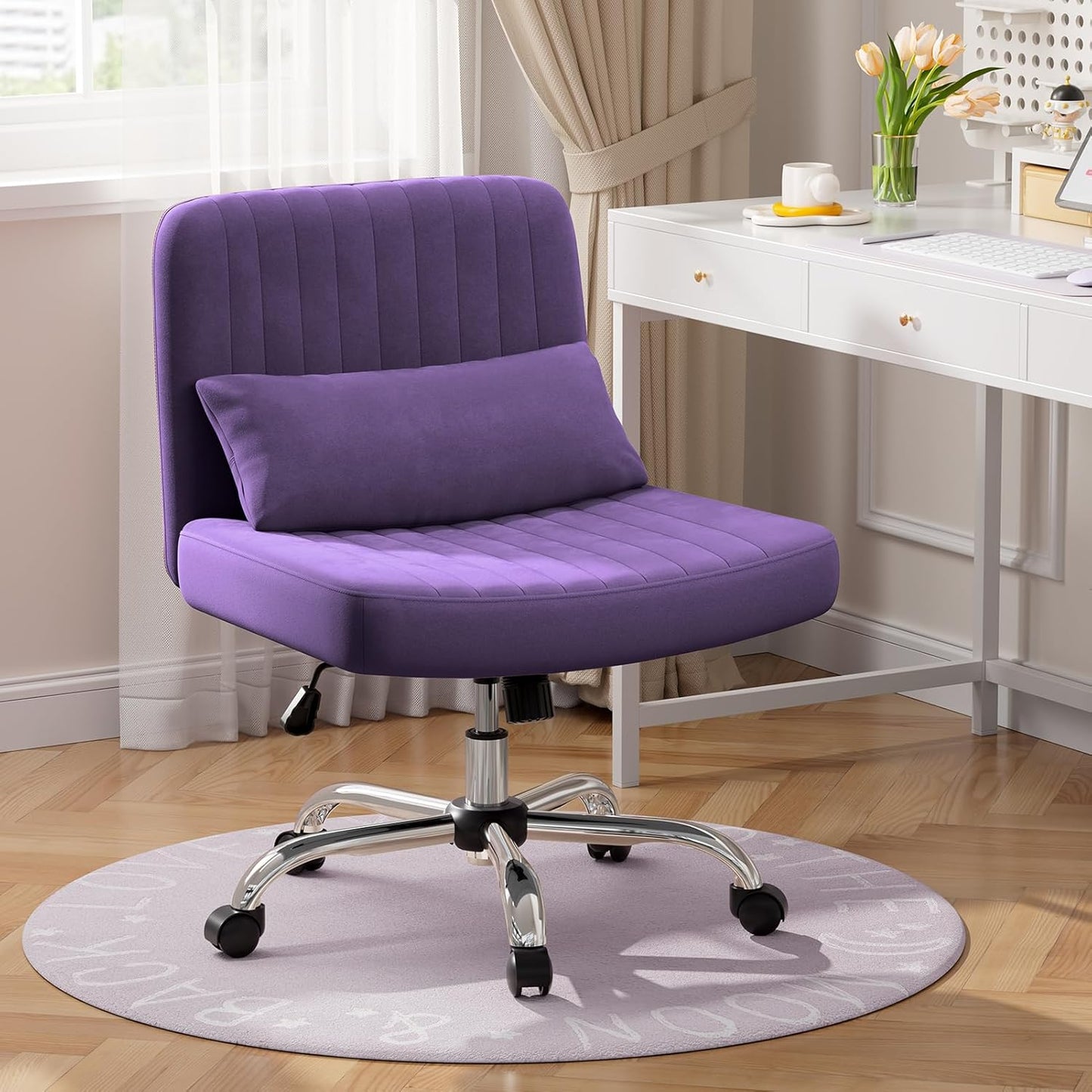 Purple Velvet Swivel Desk Chair - Comfort & Style!