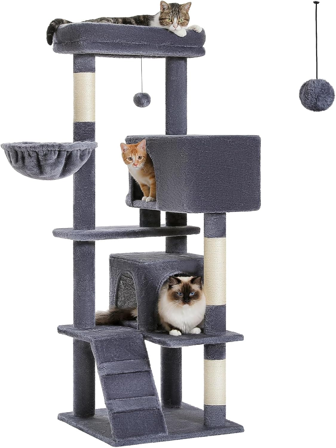 Cat Tree for Large Cats with Super Large Top Perch and Hammock