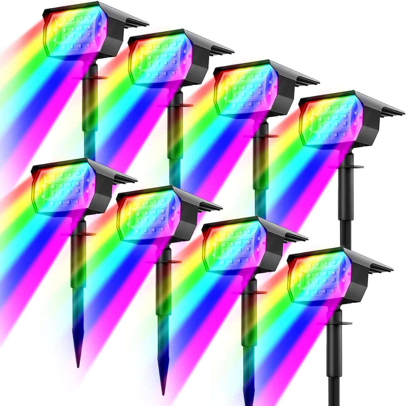 Solar Spot Lights Outdoor Color Changing 8 Pack for Halloween