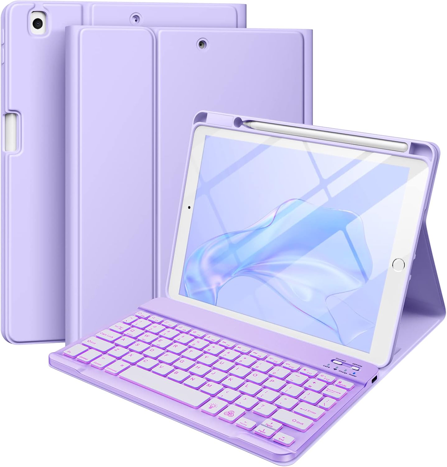 Wireless Backlit Keyboard Case for iPad 9 - Purple