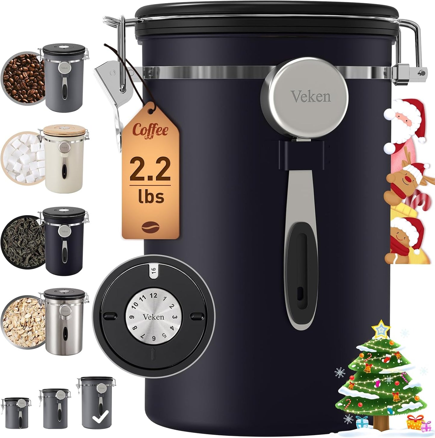 Veken Coffee Canister 39OZ for Freshness and Storage Needs