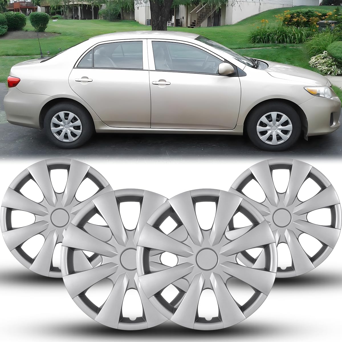 Winjet Hubcaps for Toyota Corolla 2009-2019 - Durable Wheel Covers