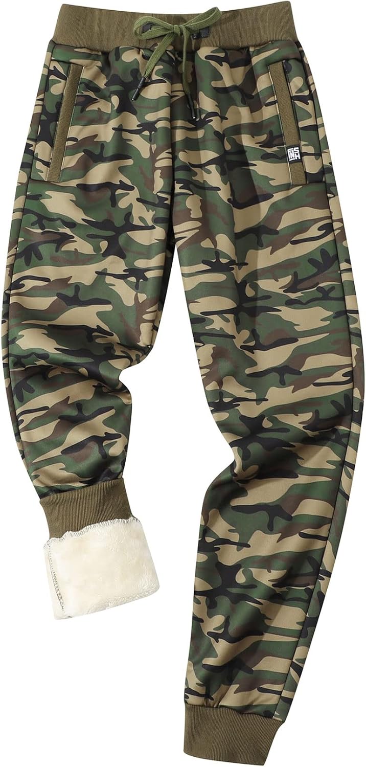 Gihuo Men's Sherpa Lined Athletic Sweatpants for Winter Warmth