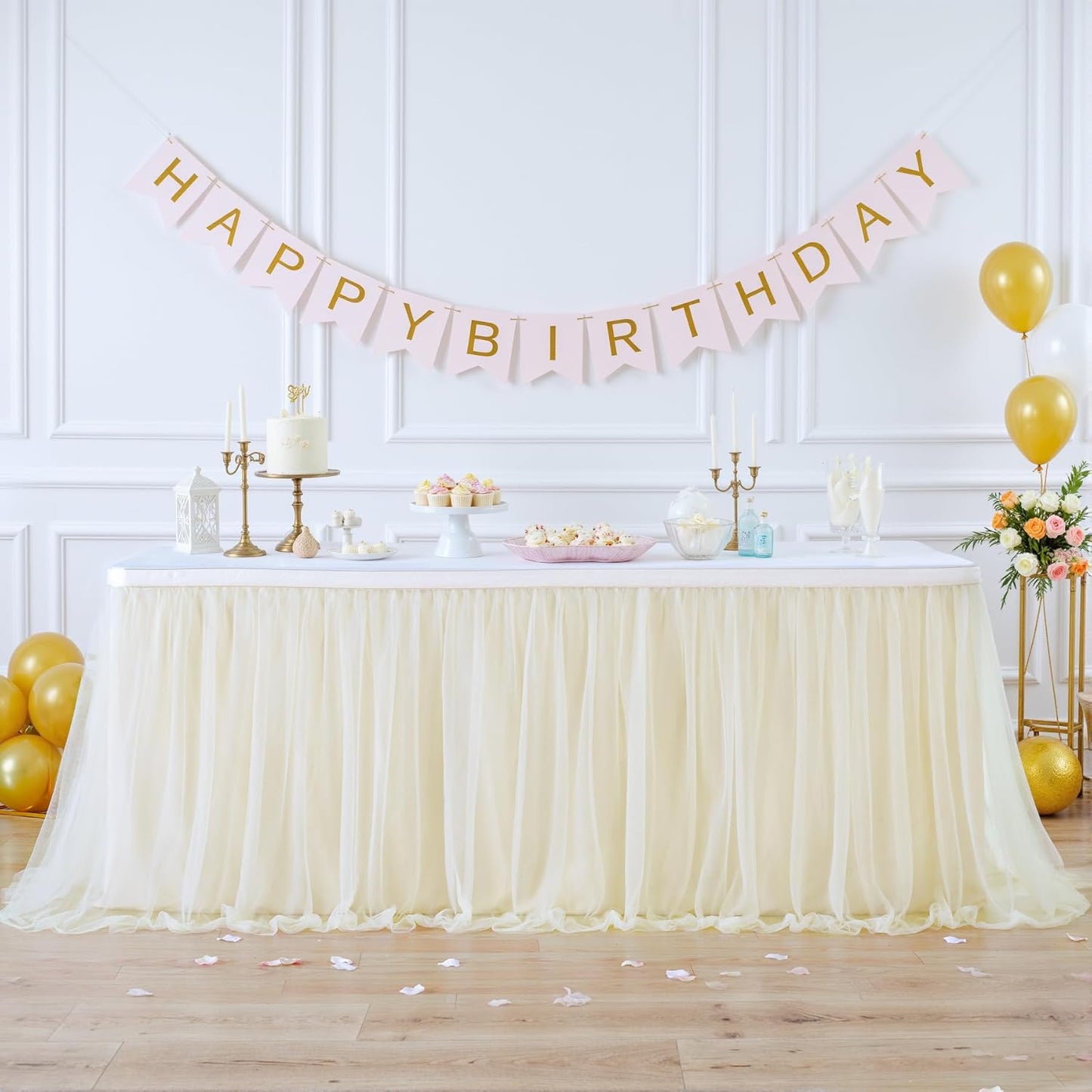14ft Champagne Table Skirts for Elegant Party Decorations