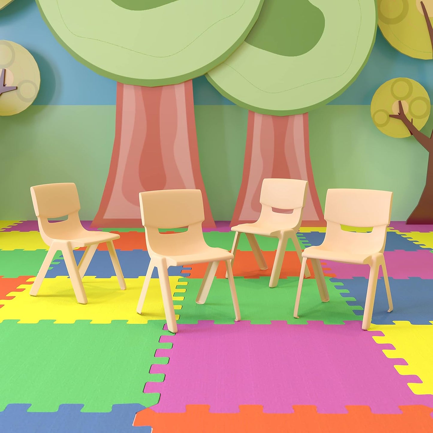 Natural Plastic Stackable School Chair for Preschool Use