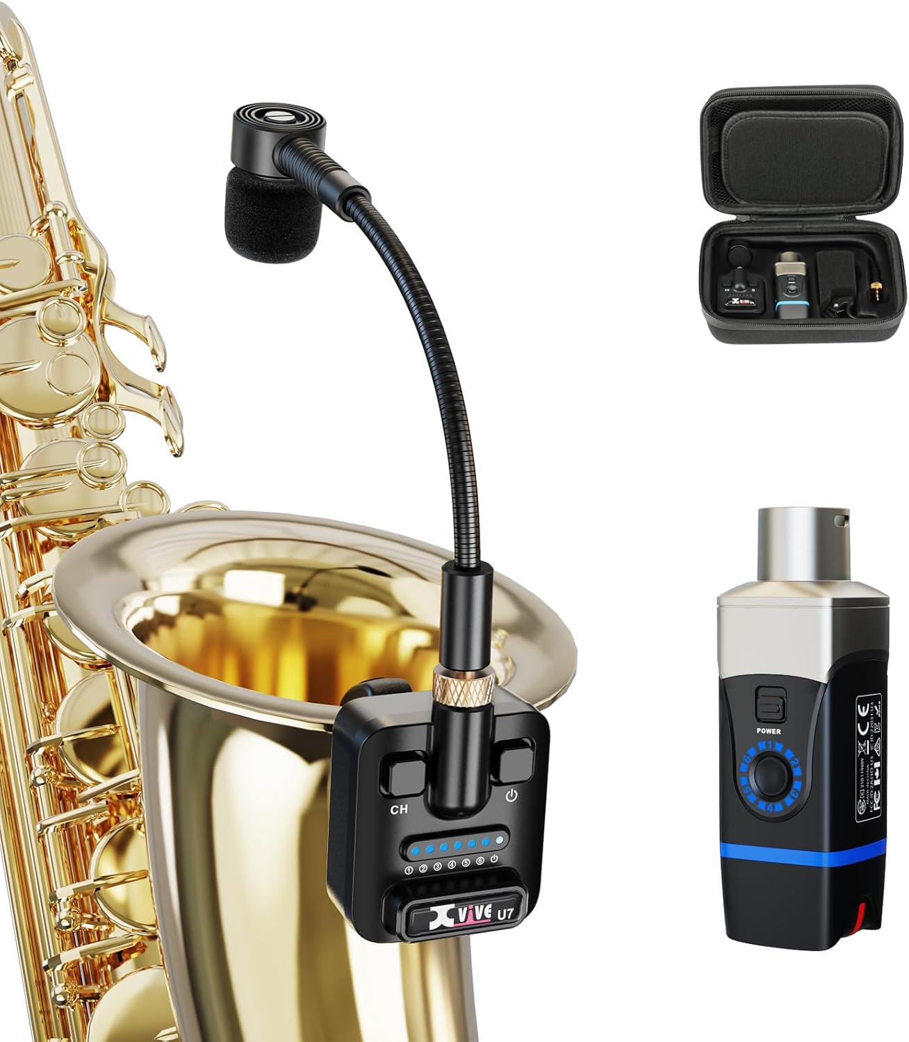 Xvive U7 Saxophone Microphone Wireless System for Brass Instruments