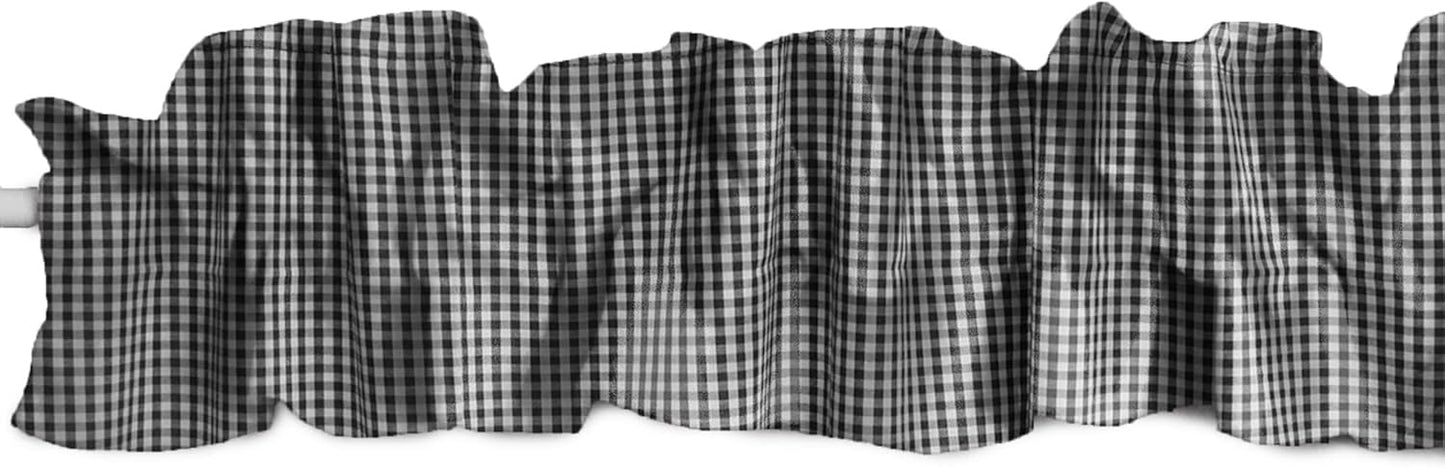 Cotton Gingham Checkered Print Sleeve Topper Window Valance