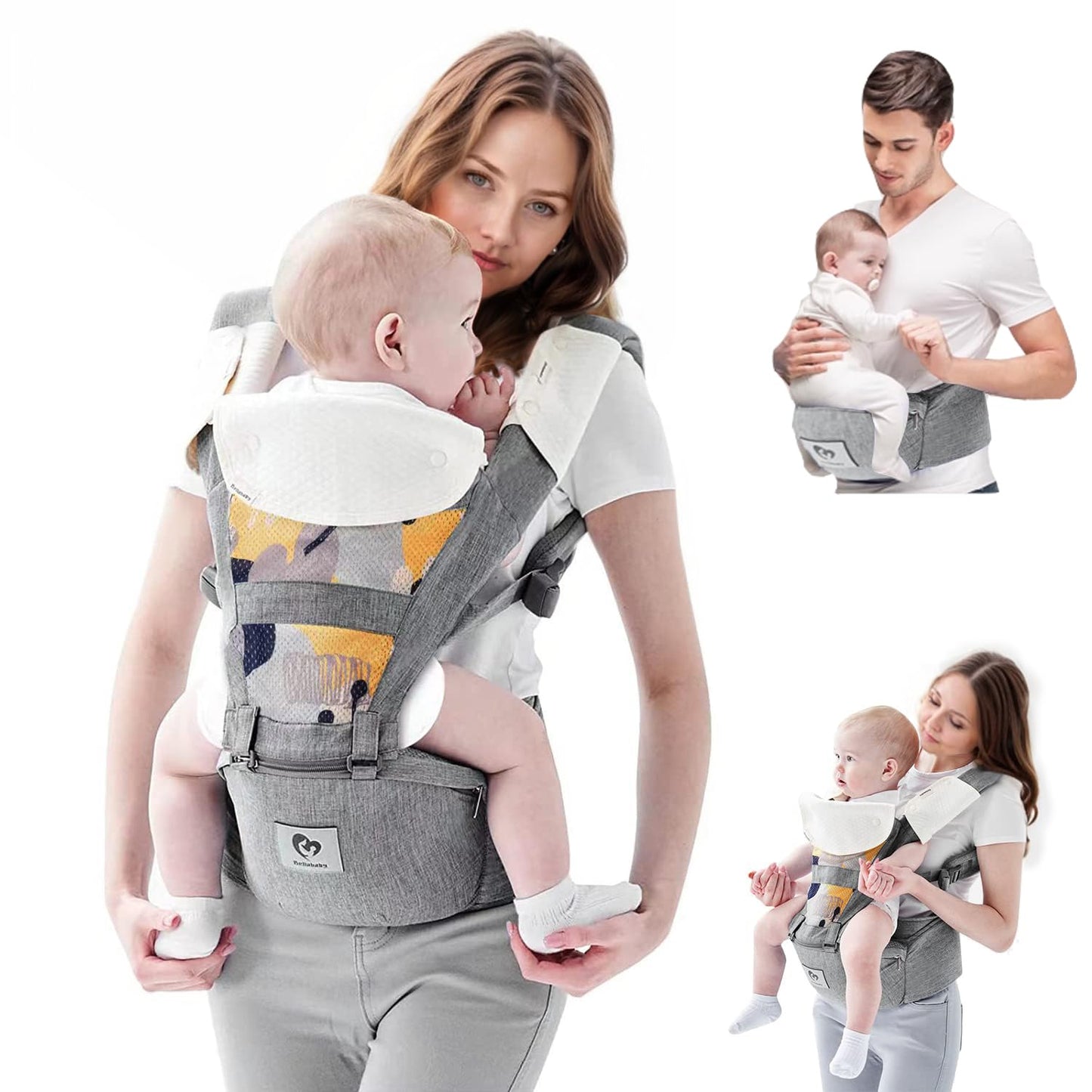 Bellababy 6-in-1 Hip Seat Baby Carrier - Ergonomic & Adjustable for all Seasons!