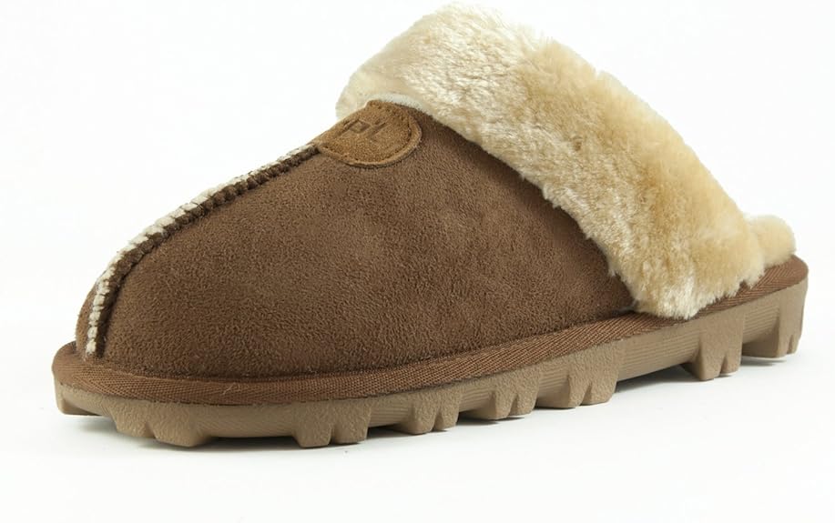 CLPP'LI Womens Slip on Faux Fur Warm Winter Mules for Comfort