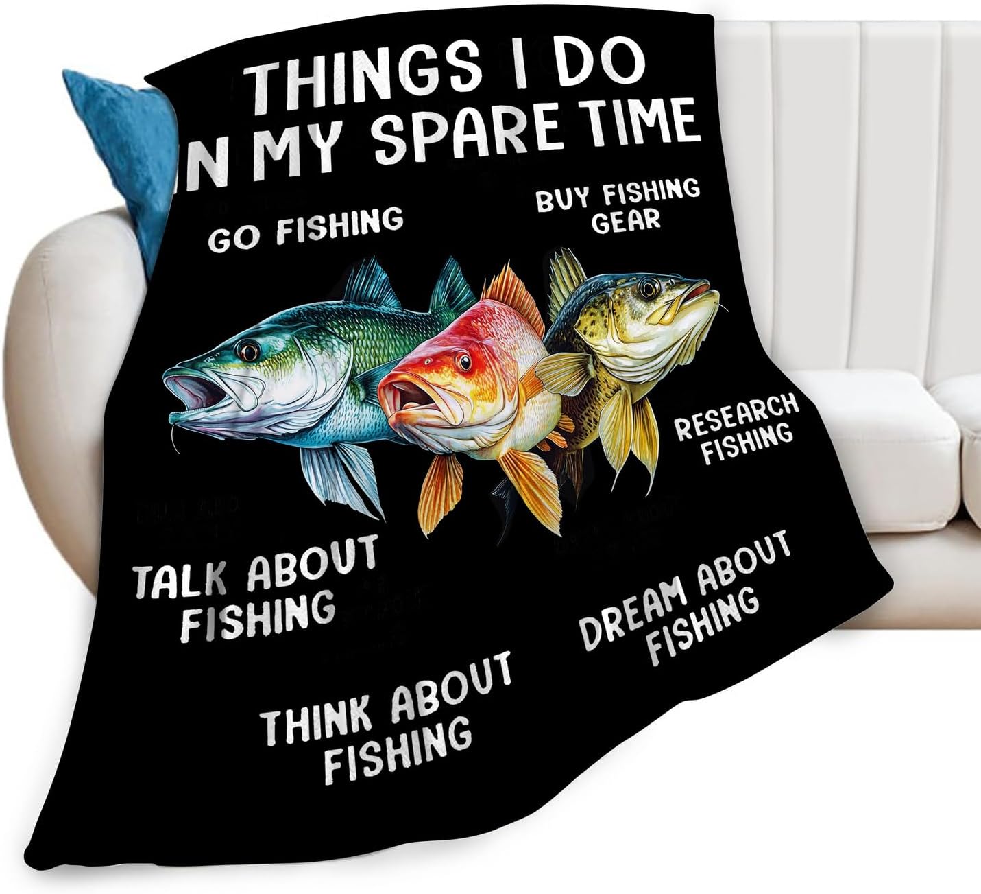 Cozy Bass Fishing Blanket - Fleece Soft & Warm 50x40 - Funaluz