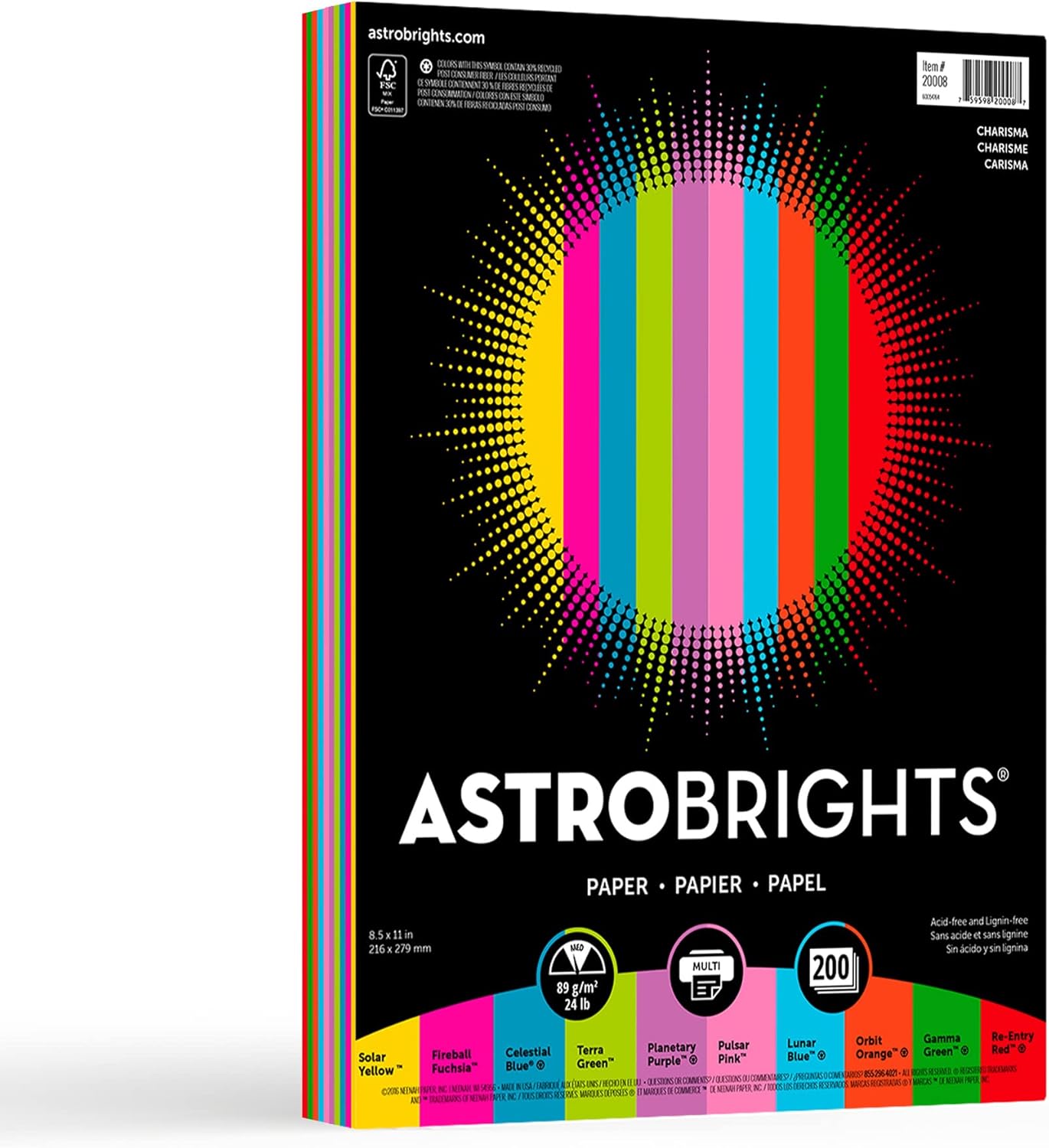 Vibrant Neenah Astrobrights 24lb Paper Pack - 200 Sheets