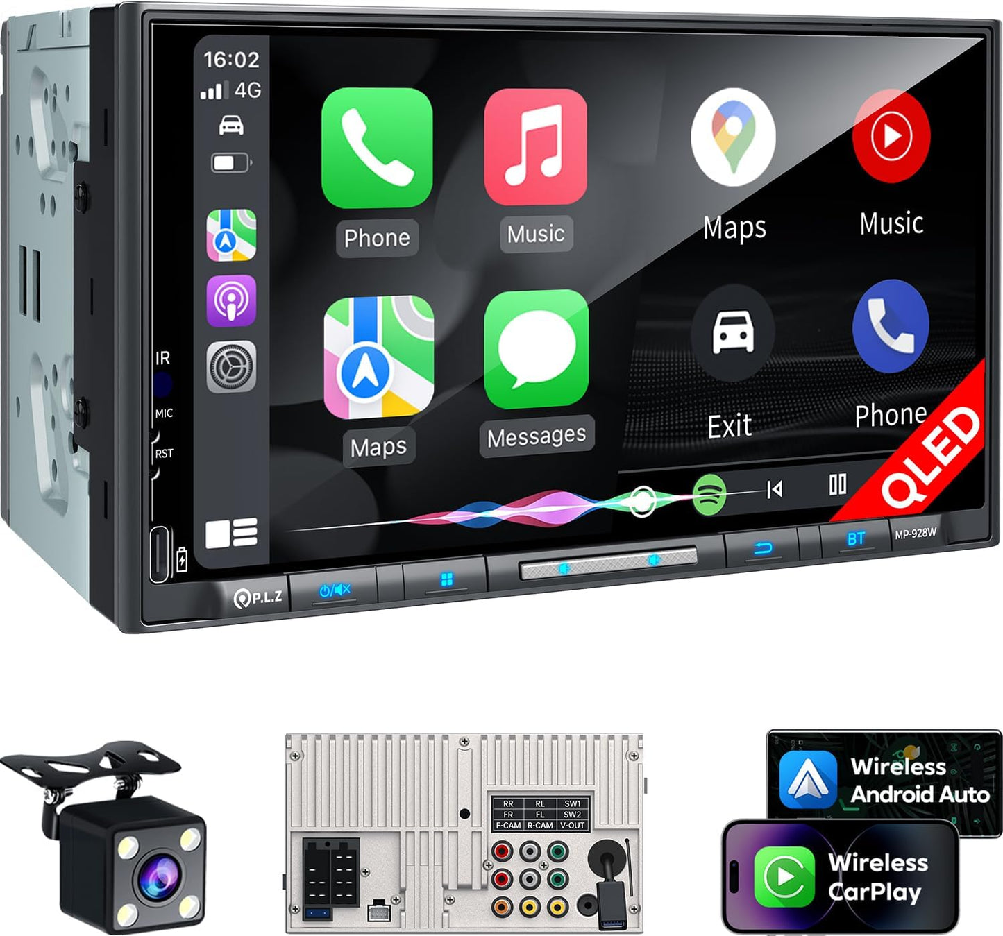 PLZ 7in Wireless Double Din Car Stereo with Apple Carplay
