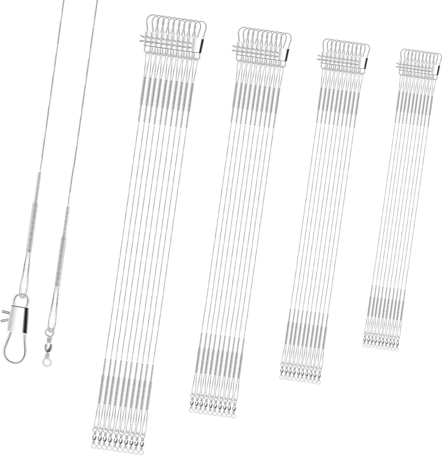 KINBOM 40pcs Anti-Bite Steel Wire Leaders for Saltwater & Freshwater Fishing