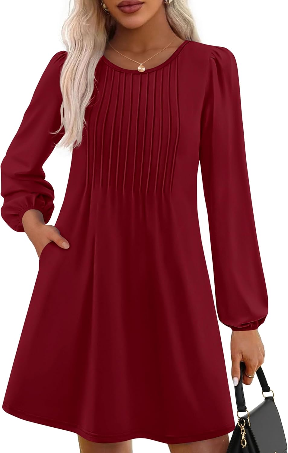 PRETTYGARDEN Fall Dresses for Women Long Sleeve Mini Casual