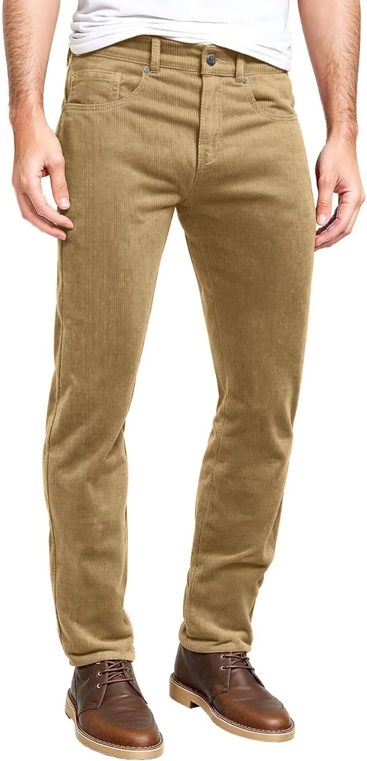 ETHANOL Men's Slim Stretchy Casual Corduroy Pant for Comfort