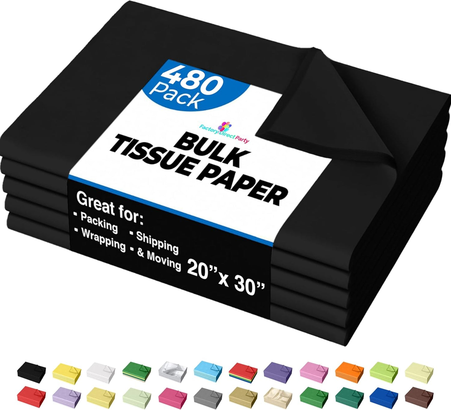 Bulk Black Tissue Paper for Gift Bags and Packing Supplies