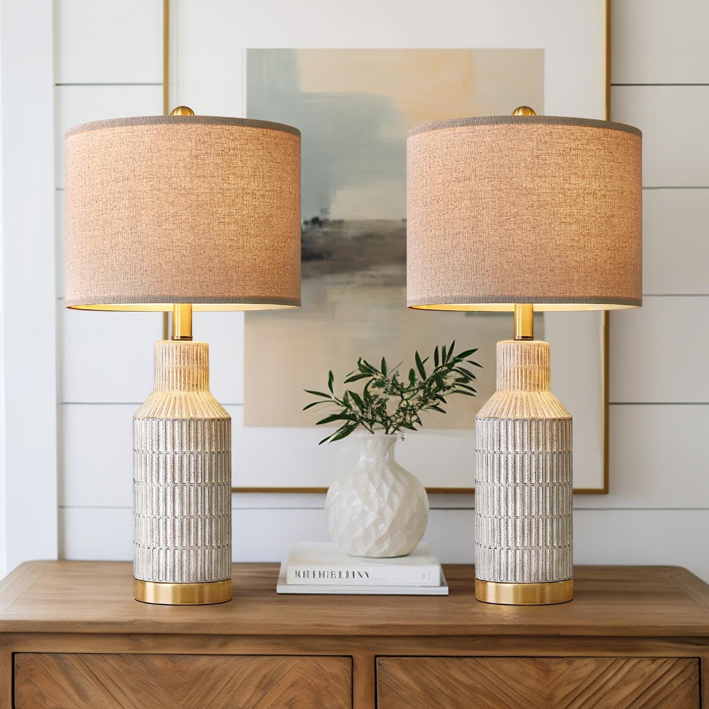 25 in Table Lamps Set of 2 - Modern Bedside Lamps for Home