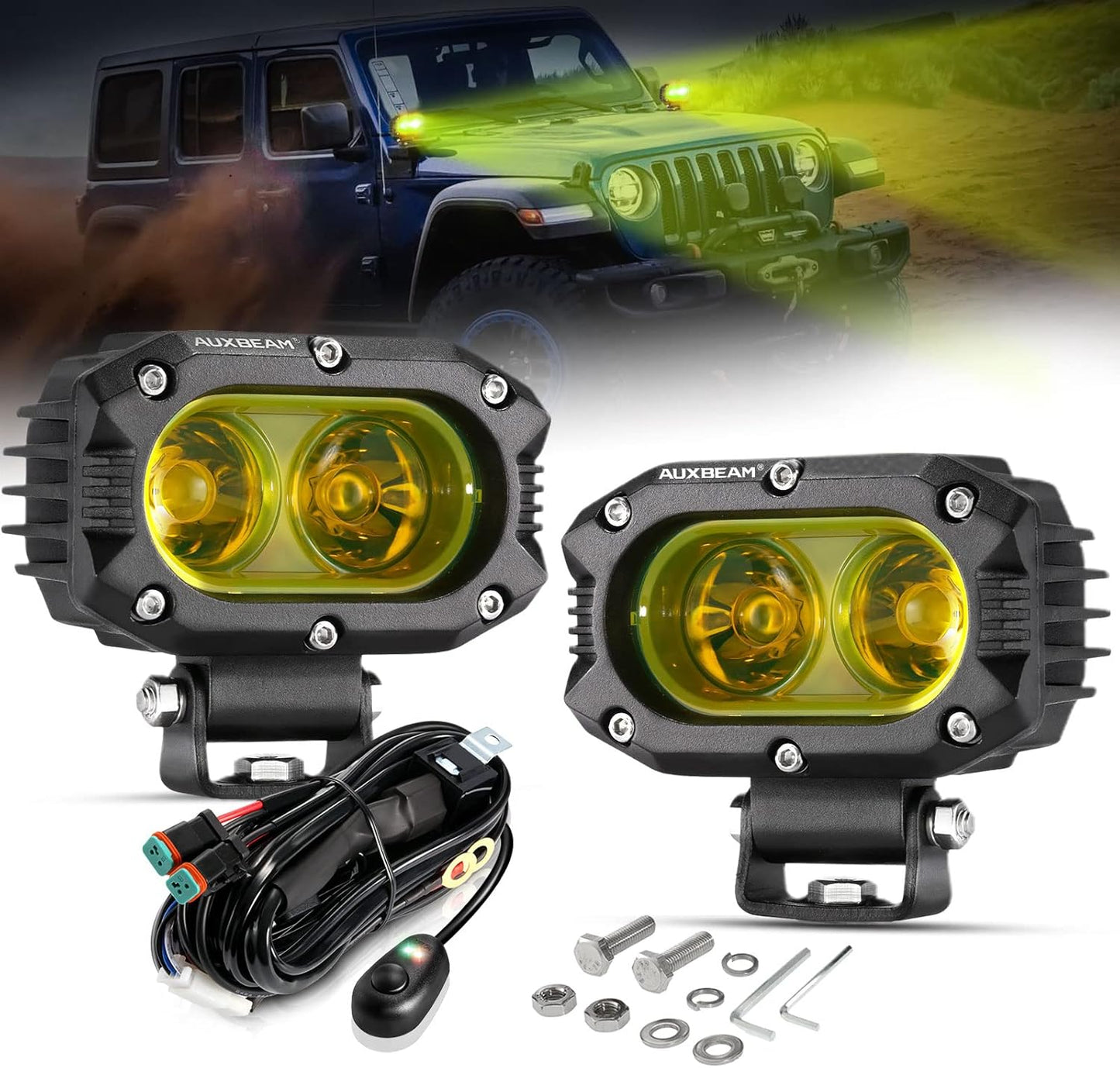 Auxbeam 4 Inch LED Amber Pod Light for Superior Visibility