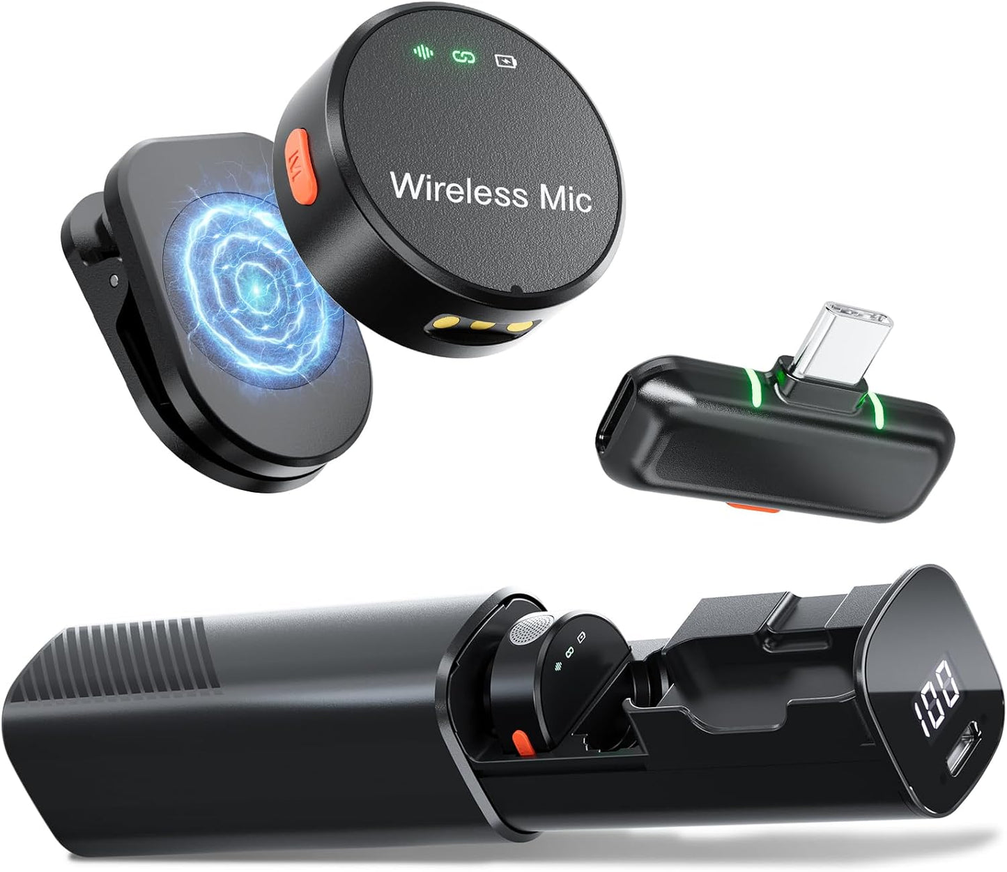 Wireless Lavalier Microphone for iPhone 15/16 & Android Use