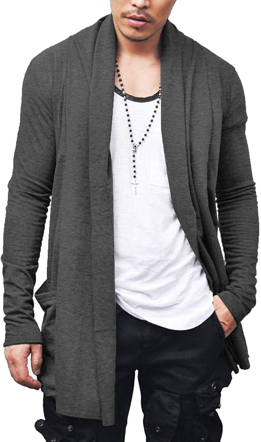 COOFANDY Men's Ruffle Shawl Collar Cardigan for Stylish Looks