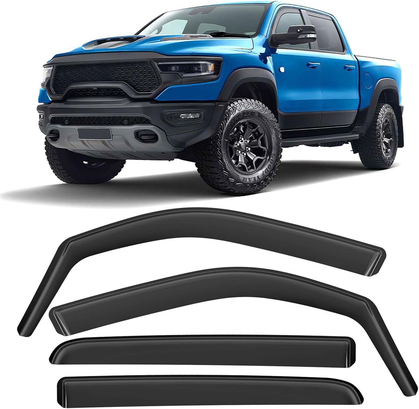 In-Channel Rain Guards for RAM 1500 Crew Cab 2019-2024