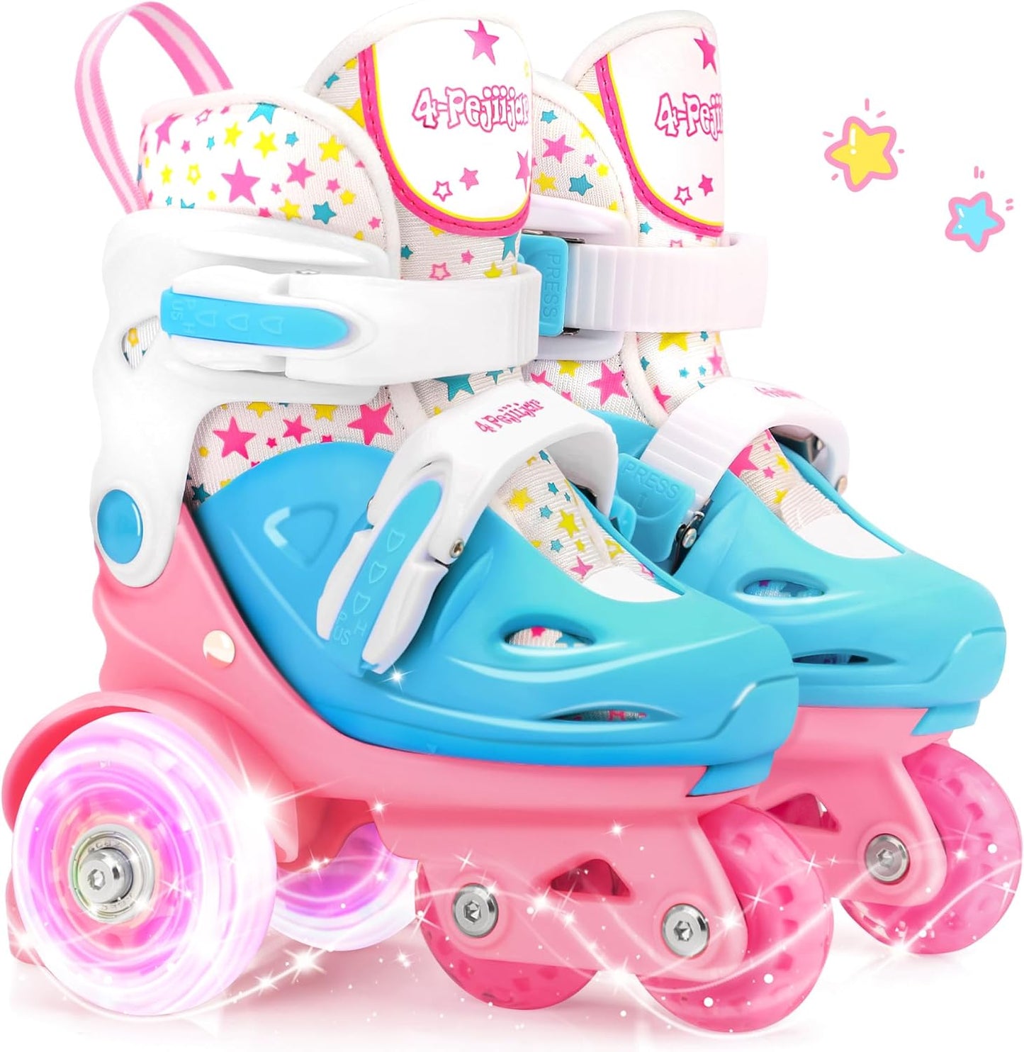 Adjustable Roller Skates 4-Pejiijar for Kids 3-9y Gift