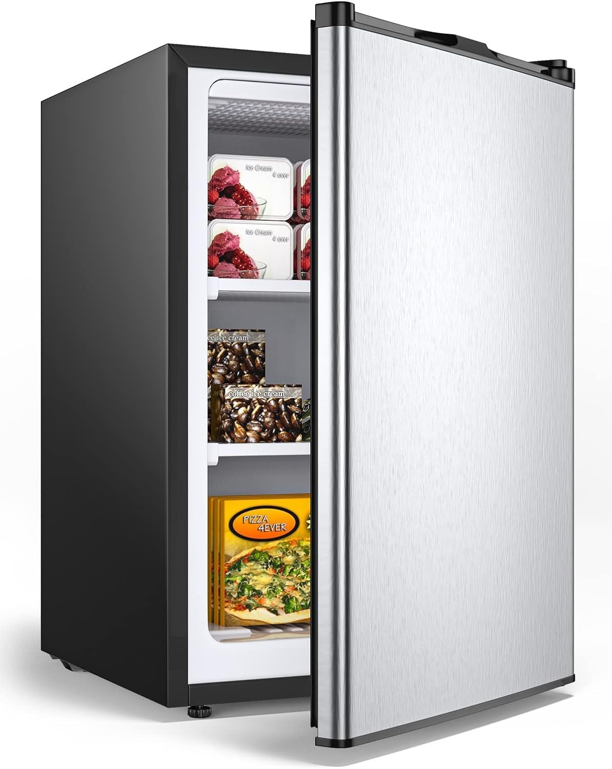 Compact Upright Freezer with Reversible Door and Adjustable Thermostat