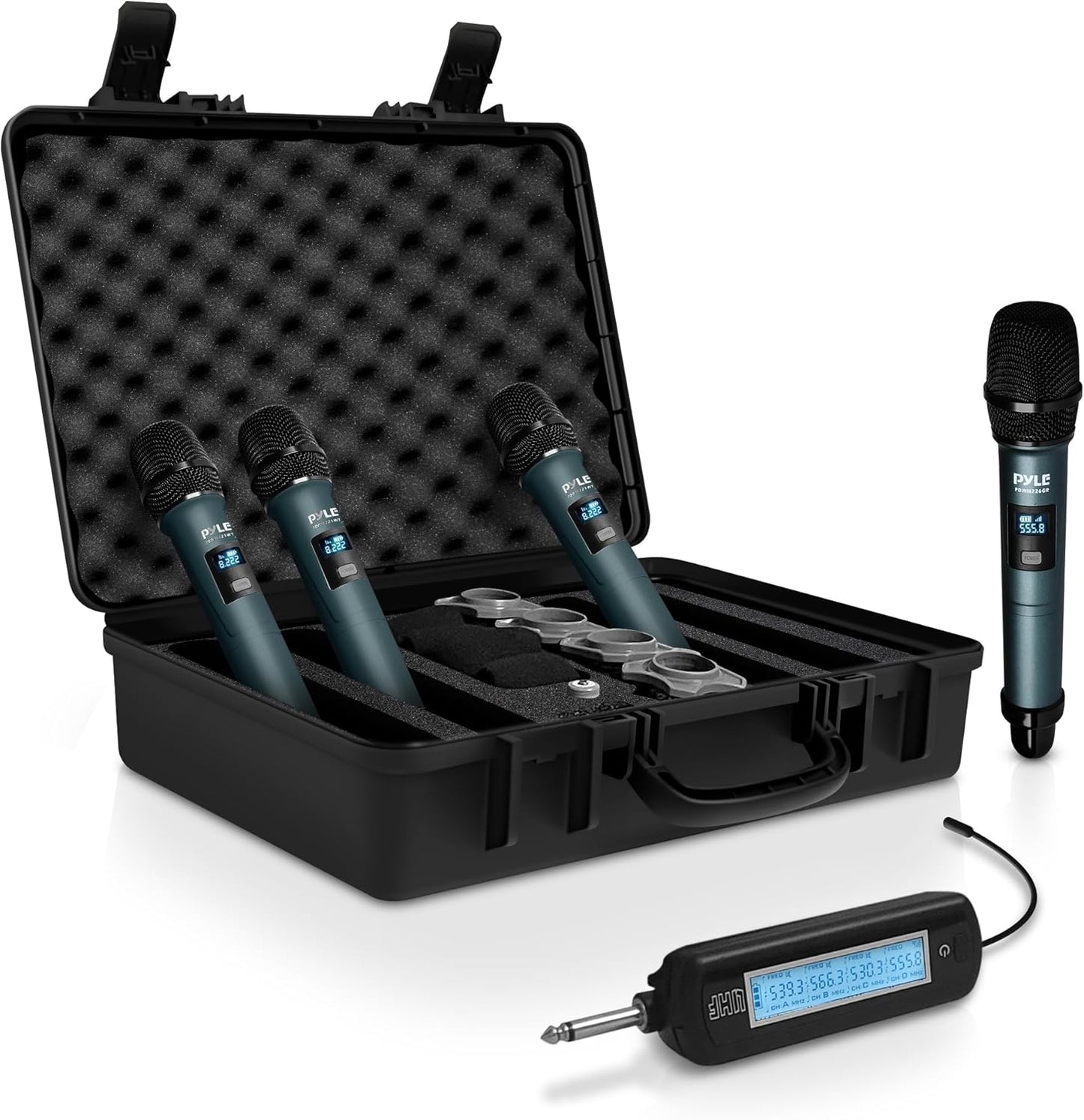 Pyle Portable UHF Band Receiver System with 4 Handheld Mics