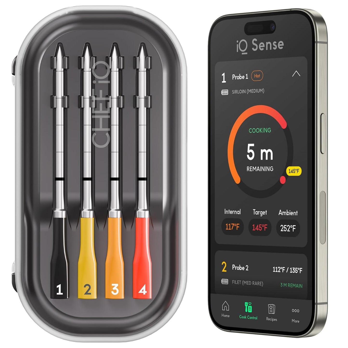 Smart Wireless Meat Thermometer with 4 Probes for Perfect Cooking