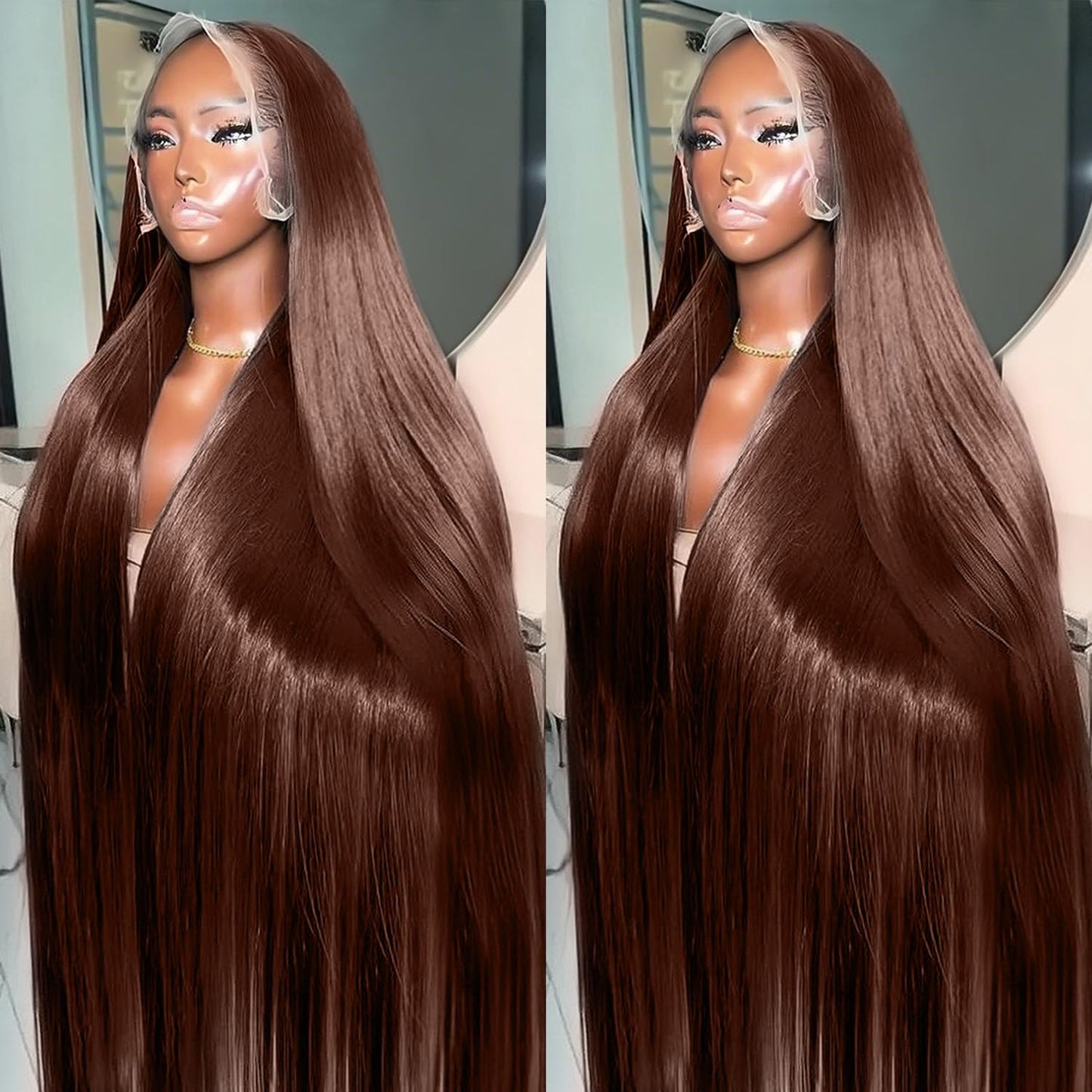 250% Density Chocolate Brown Lace Front Wigs for Women 32Inch