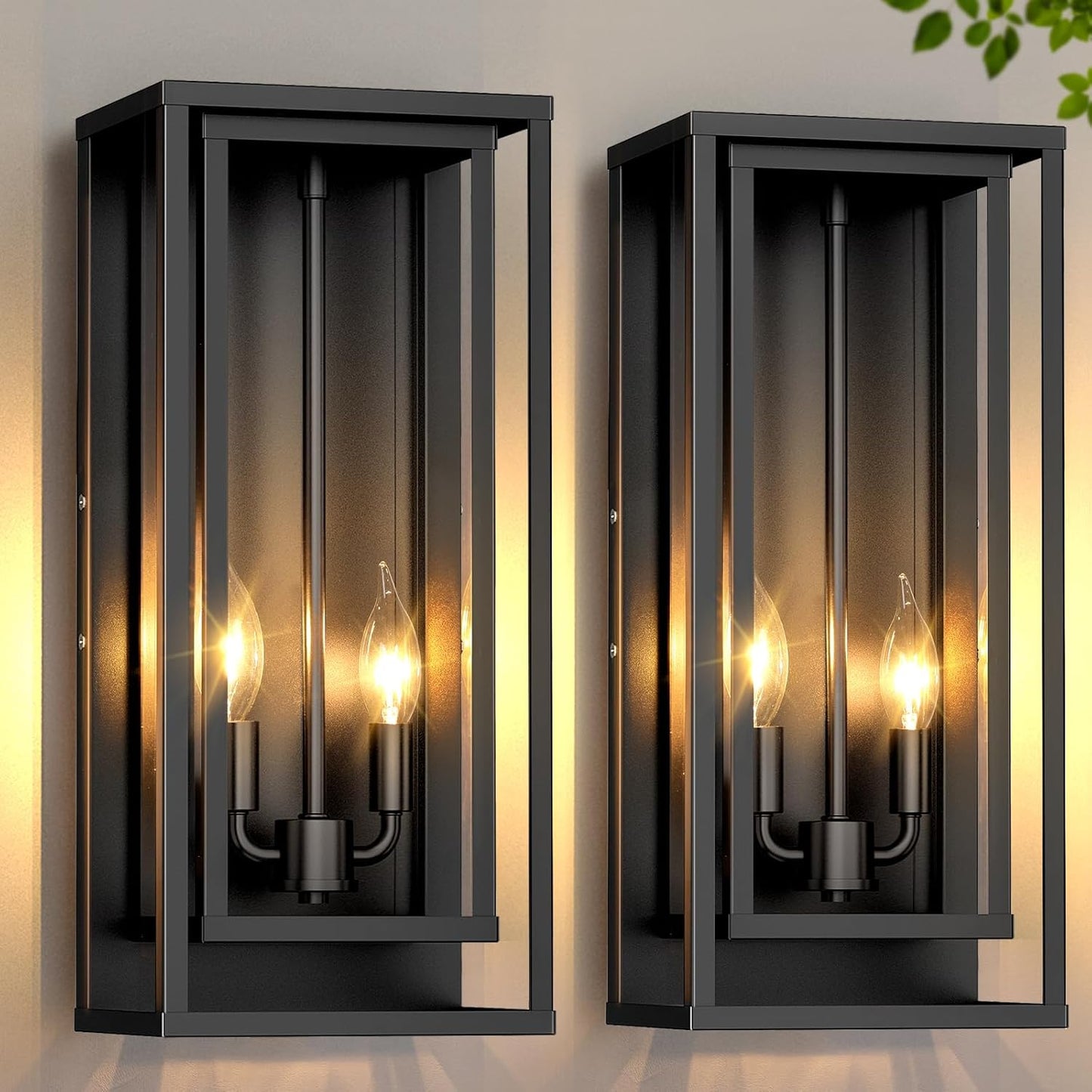 2-Pack Large Outdoor Wall Lanterns for Modern Exterior Lighting