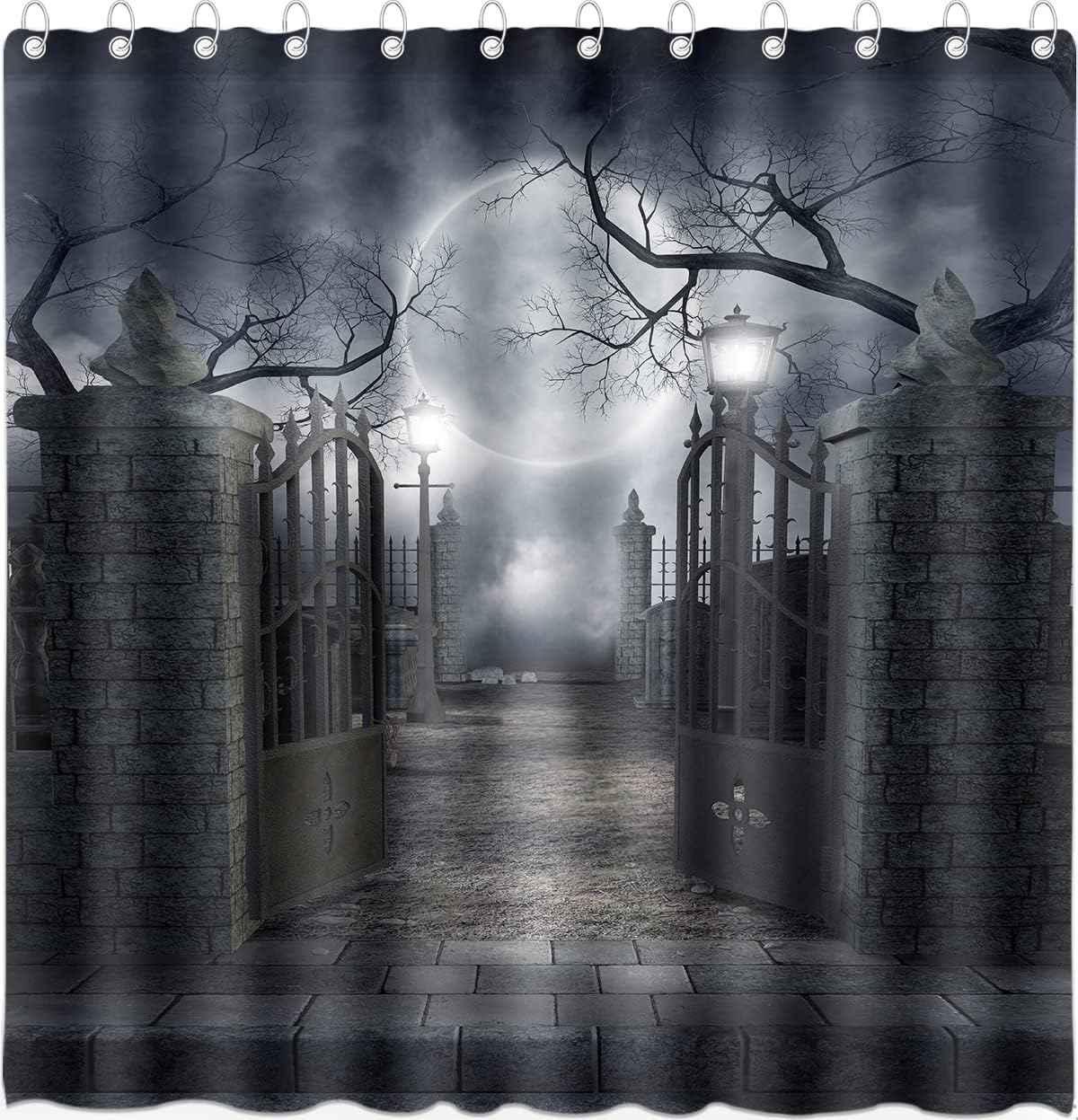 Spooky Night Shower Curtain 72x72 - Waterproof Polyester with Hooks