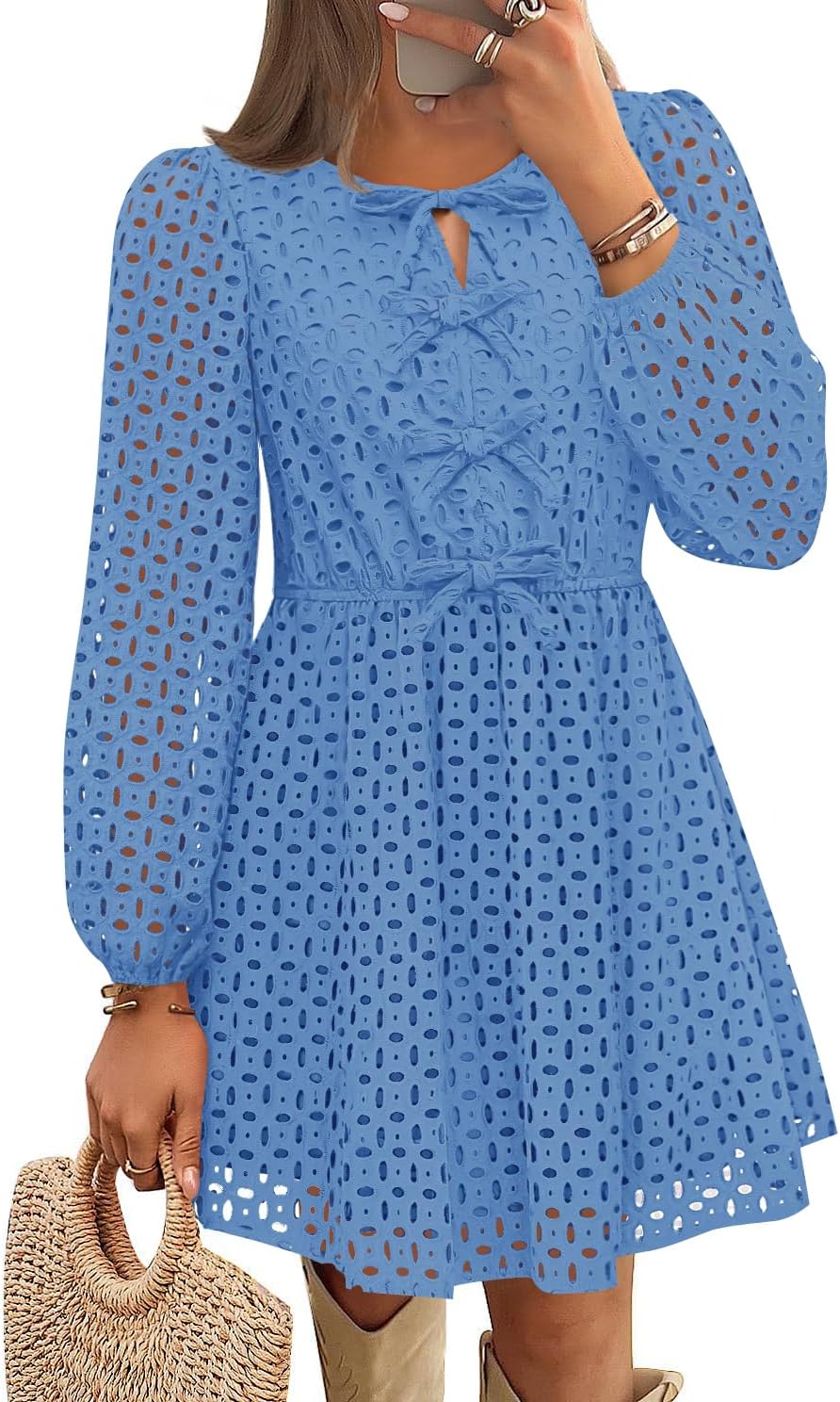 ZESICA Women's Long Sleeve Mini Dress for Fall Fashion
