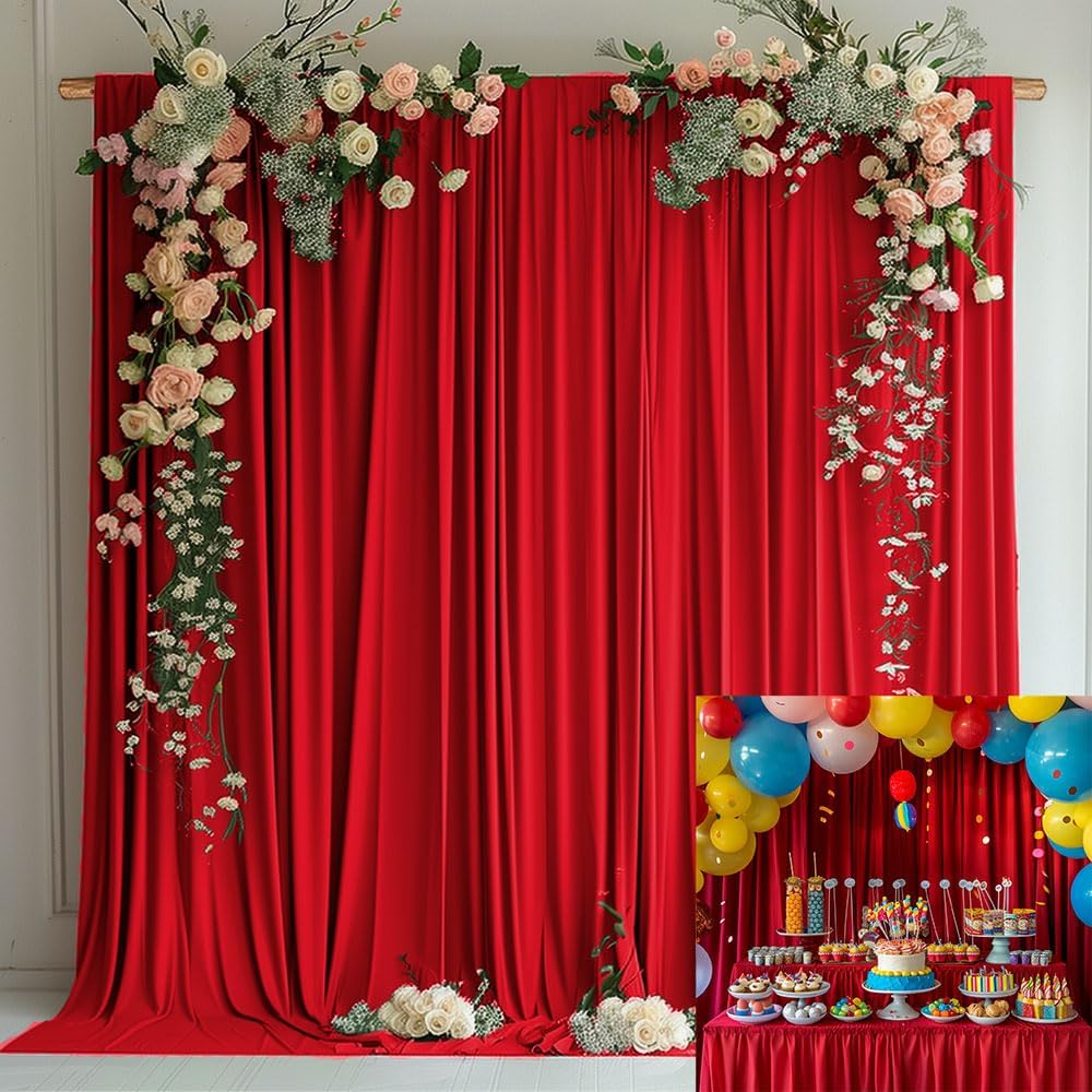 10x10FT Dark Red Wedding Curtain Backdrop for Elegant Events