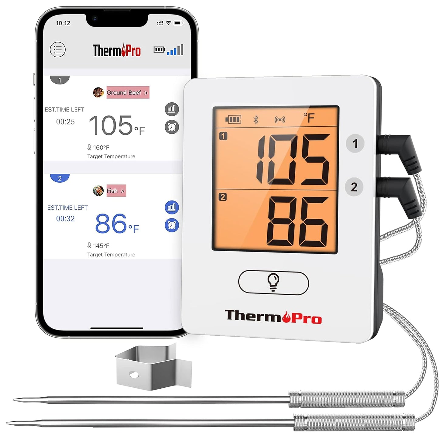 ThermoPro Wireless Meat Thermometer - 650ft Range, 2 Probes