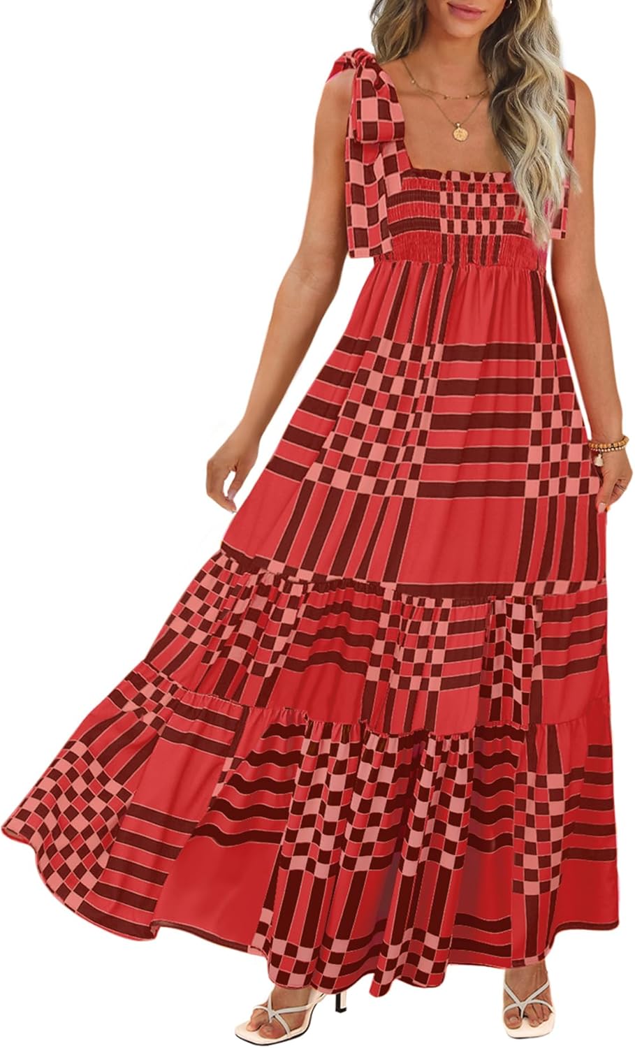 Women's Summer Maxi Dress Boho Spaghetti Straps Casual Style
