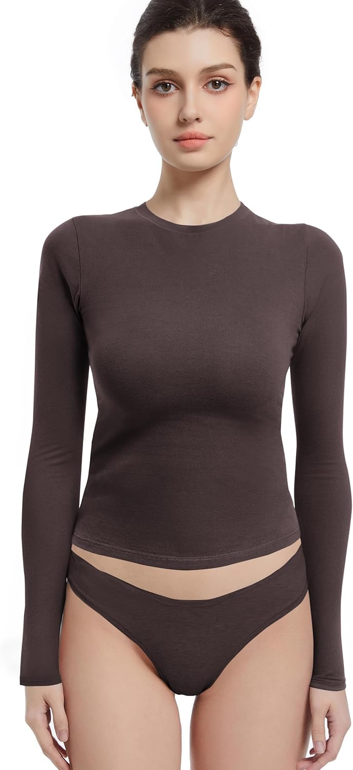 Long Sleeve Shirts for Women - Y2K Fitted Crop Tops Style