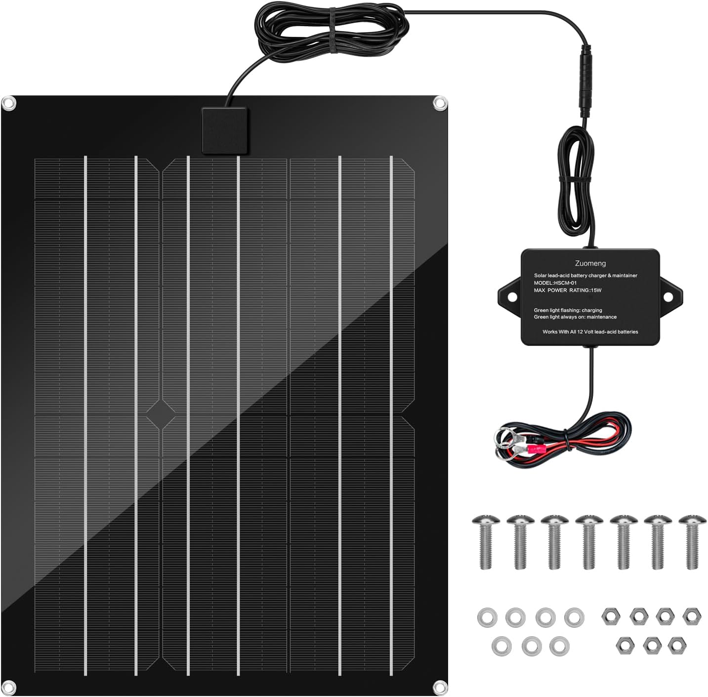 15W Solar Battery Charger Maintainer for Dump Trailers