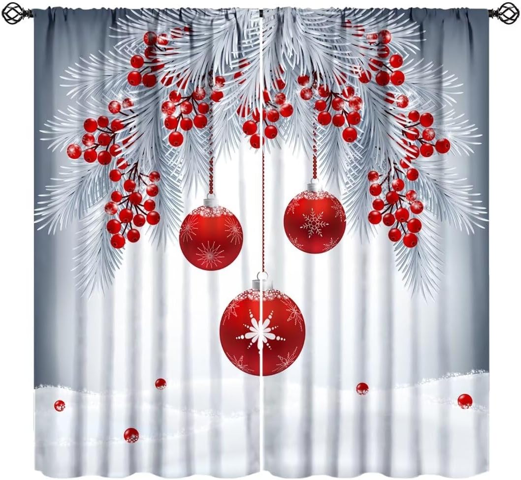 Winter Wonderland Blackout Curtains - Festive Xmas Decor for Kids Room