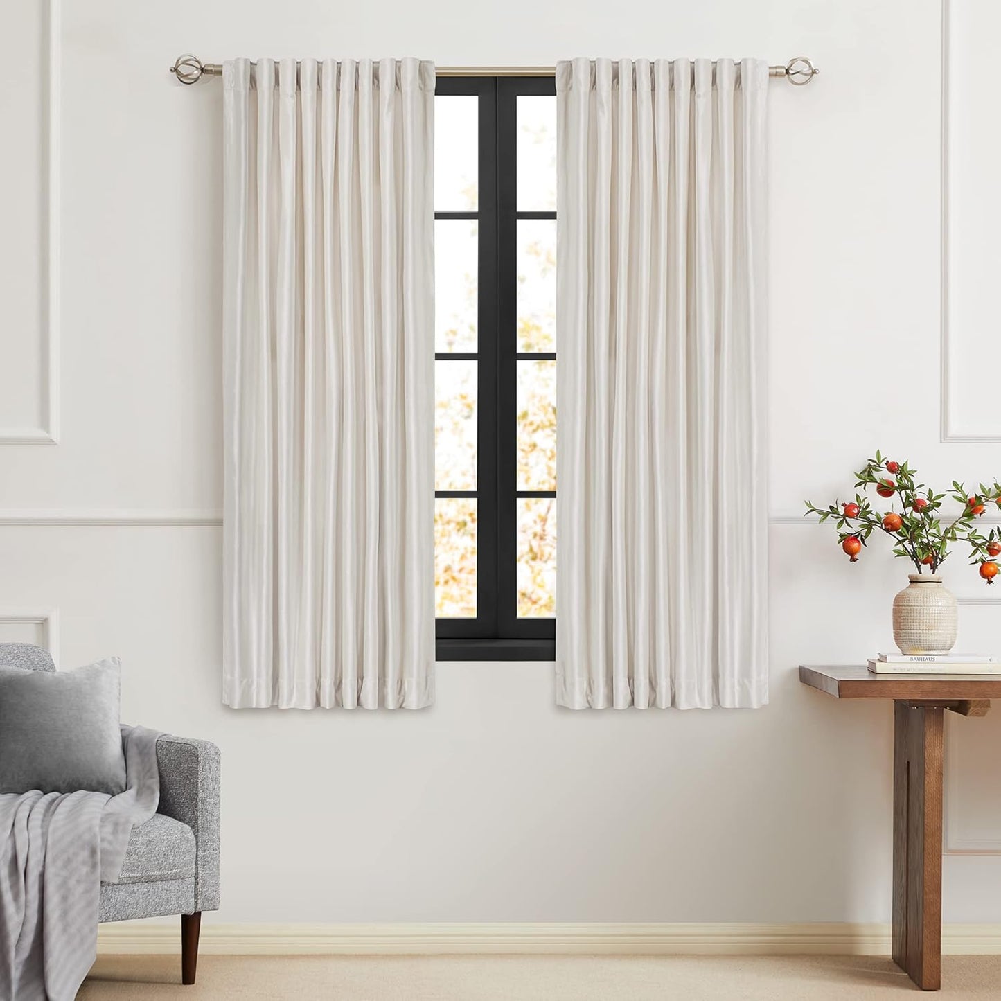 PRIMROSE Cream Ivory Curtains 63 inch for Living Room Decor