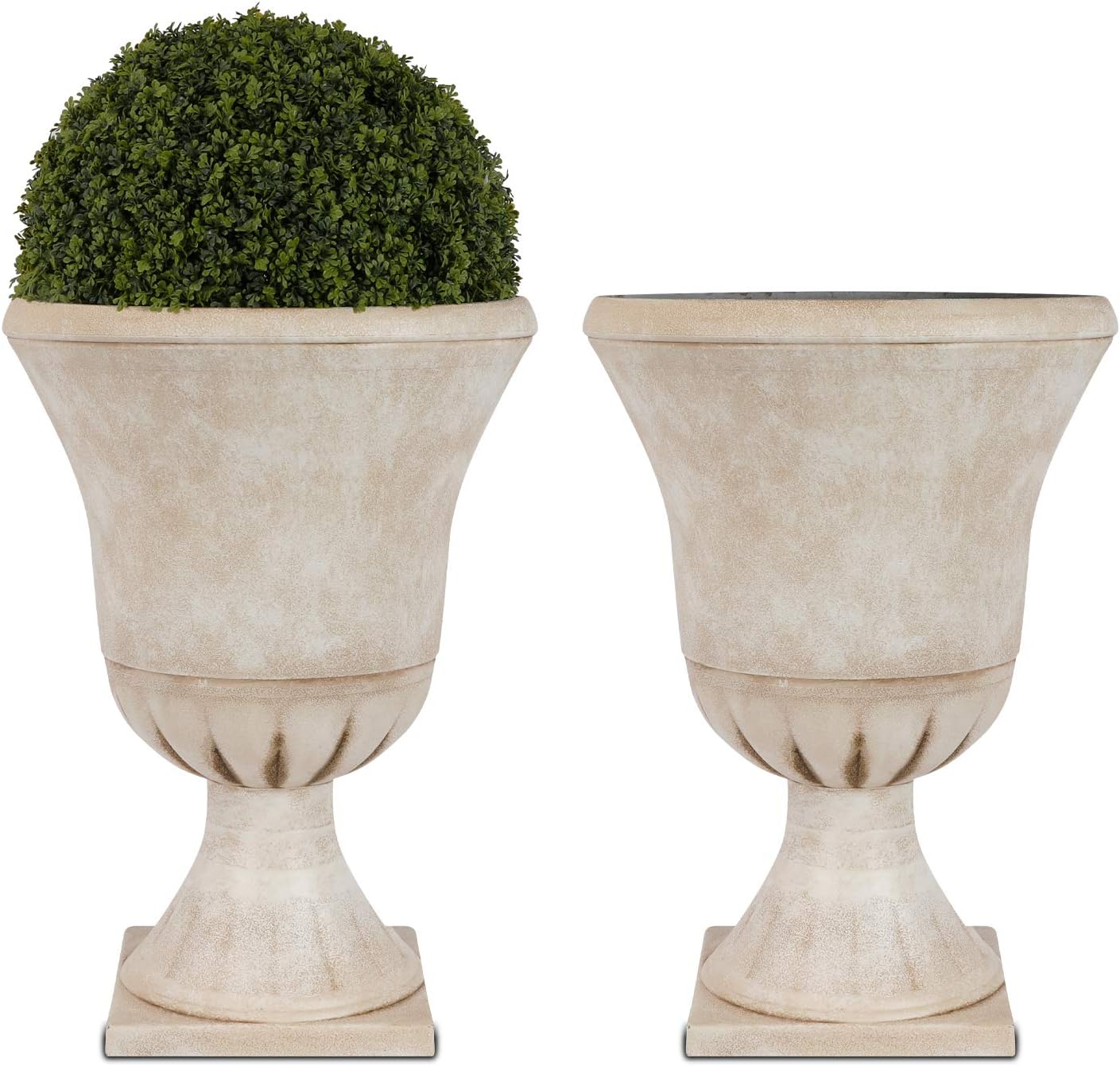 Classic 22 in Plastic Urn Planters for Outdoor Plants 2 Pack