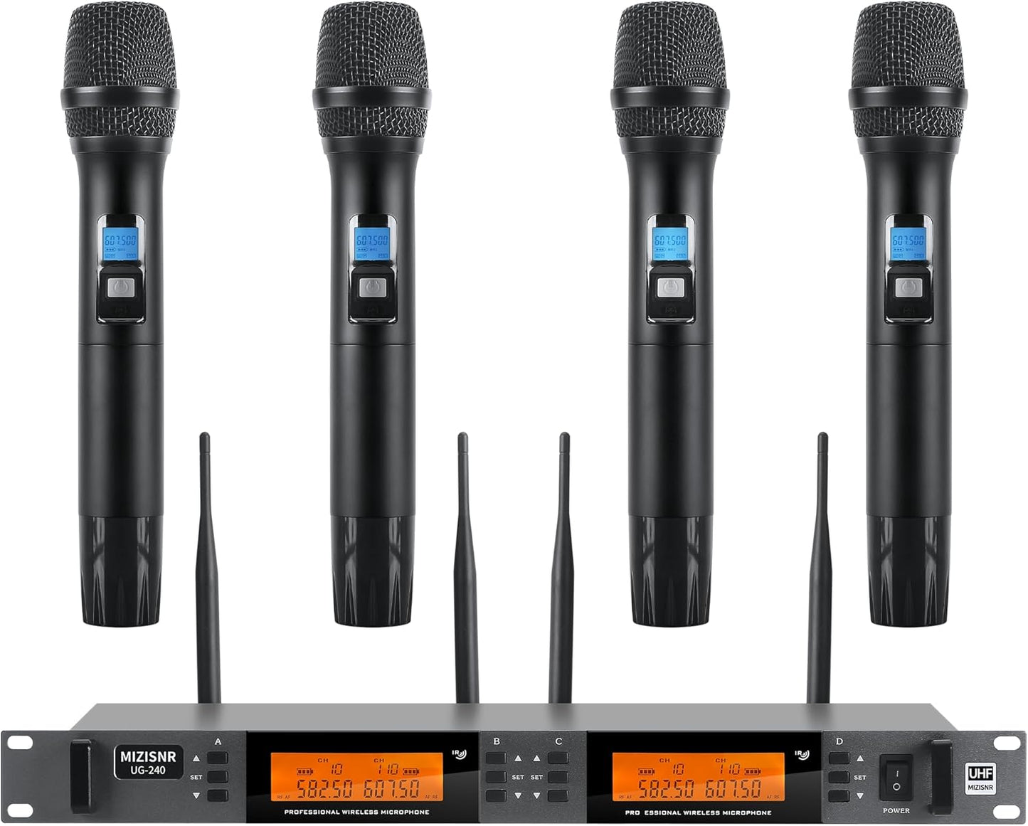Wireless Microphone System 4 Channel for Karaoke and Events