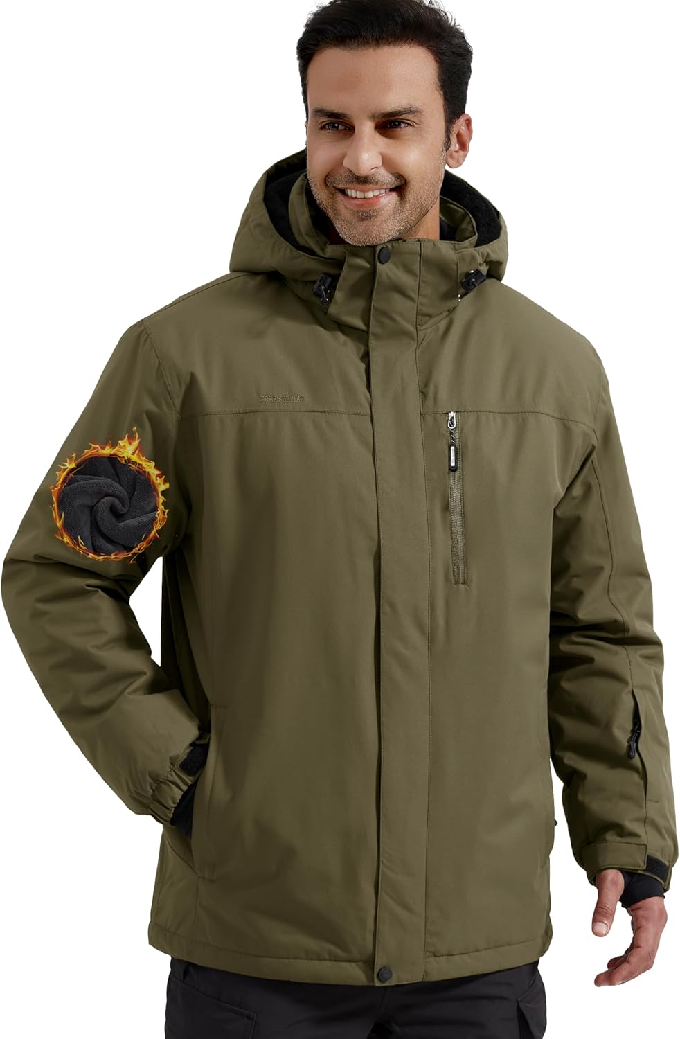 FREE SOLDIER Men's Waterproof Ski Snow Jacket for Winter Sports