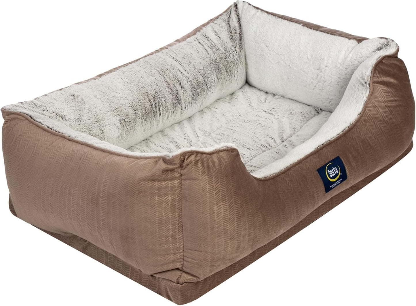 Serta Orthopedic Cuddler Dog Bed for Pets - Large Chocolate Brown